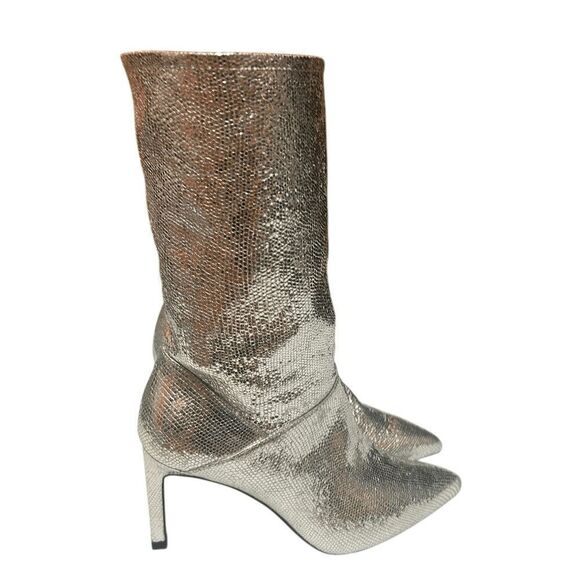 NEW! NWT ALL SAINTS Orlana Womens Metallic Pointed Toe Mid-Calf Boots size 6 - Picture 8 of 13